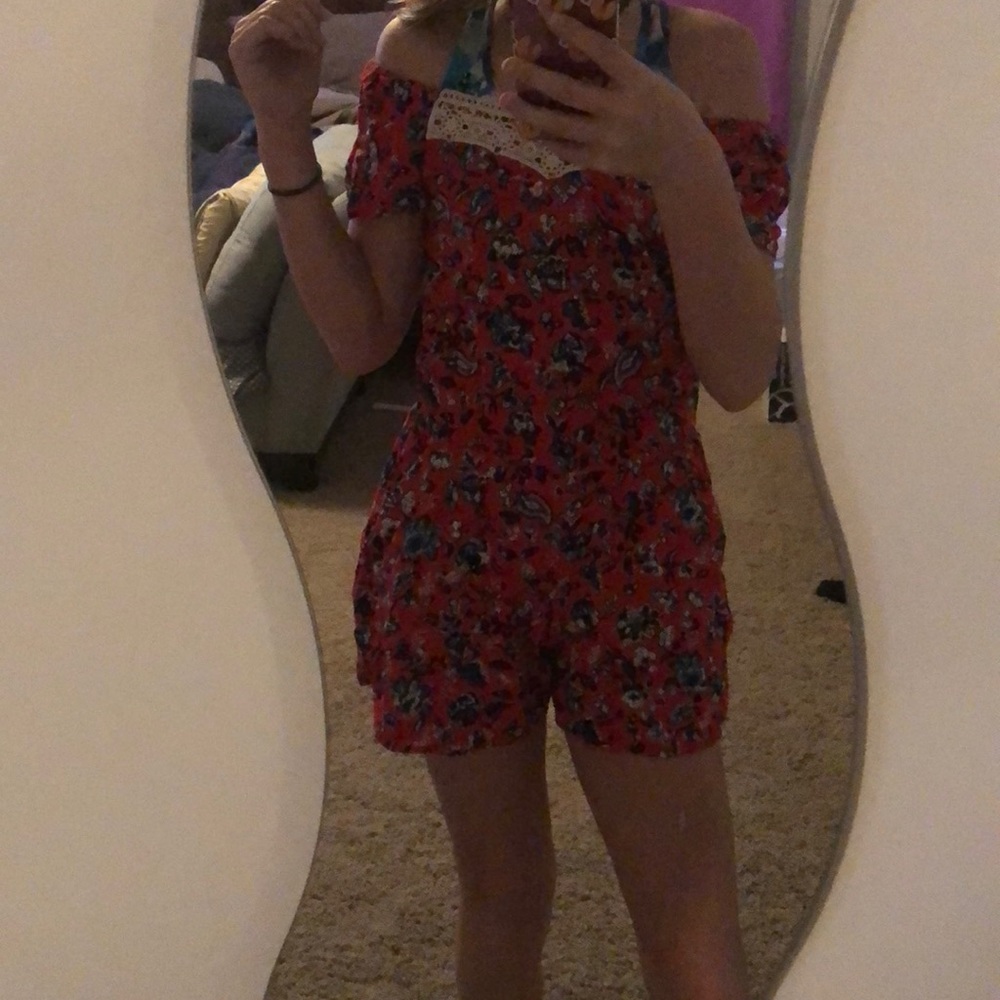 Red and blue romper